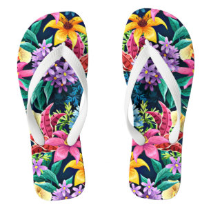 Chanclas Patrón floral exótico pintado a mano-23001