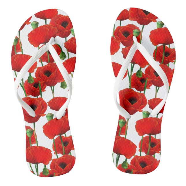 Chanclas Patrón floral Red Poppies (Plantilla)