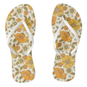 Chanclas Patrón floral retro Naranja vintage