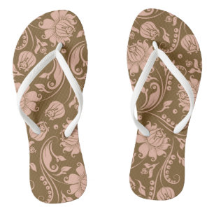 Chanclas Patrón floral rosa y marrón