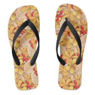 Chanclas Patrón floral tropical rojo y amarillo de vacacion