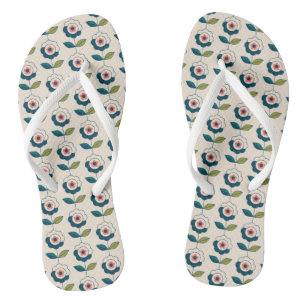 Chanclas Patrón floral turquesa retro