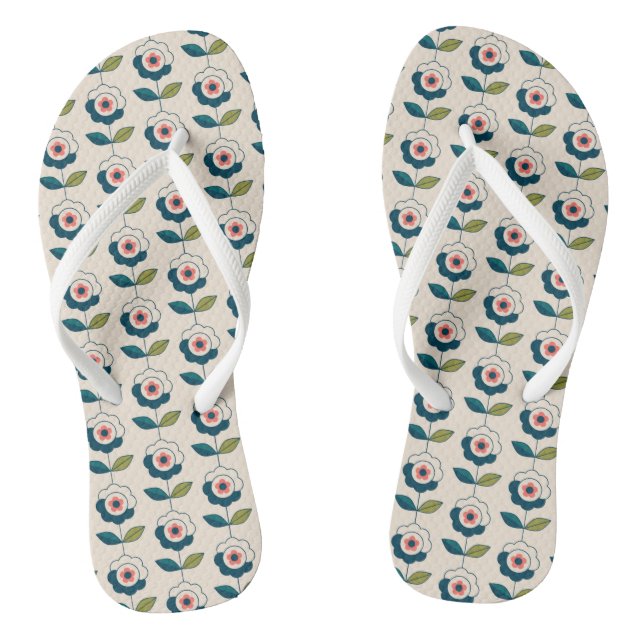Chanclas Patrón floral turquesa retro (Plantilla)
