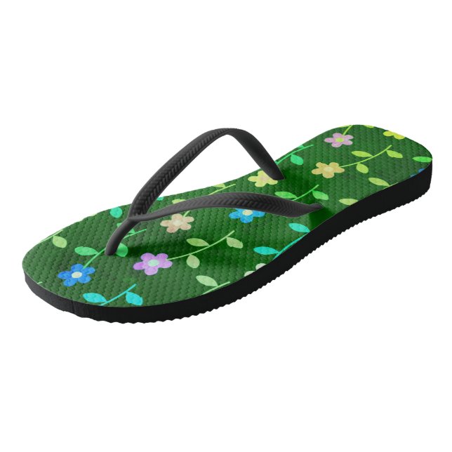 Chanclas Patrón floral verde (Angular)