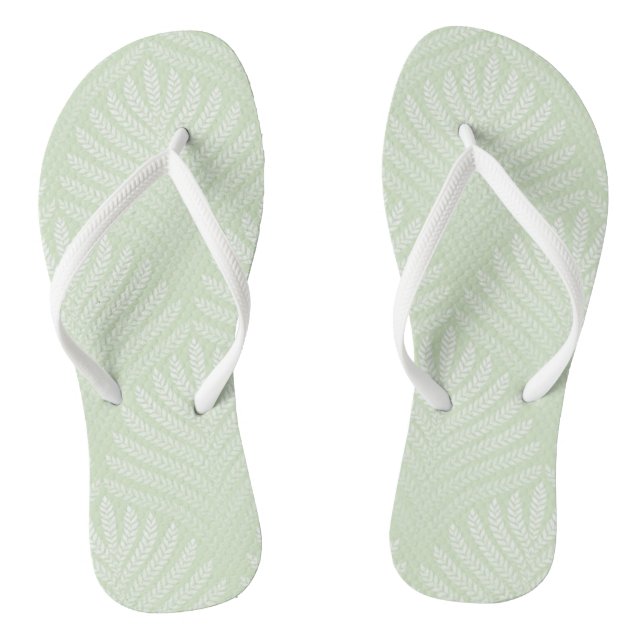 Chanclas Patrón follaje clásico en blanco y verde (Plantilla)