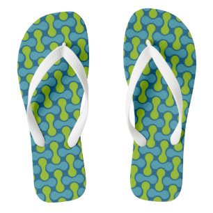 Chanclas Patrón geométrico abstracto retro en azul y verde