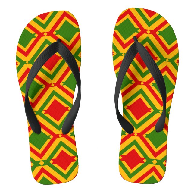 Chanclas Patrón geométrico afrocéntrico rojo verde amarillo (Plantilla)