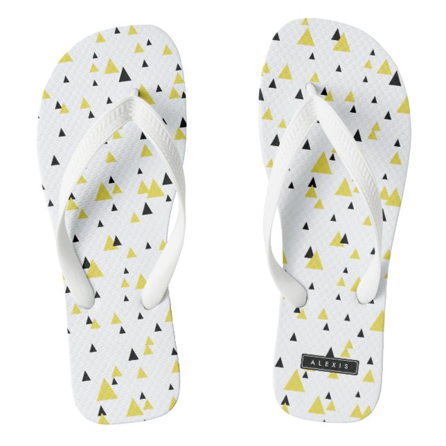 Chanclas Patrón geométrico amarillo y negro personalizado (Plantilla)