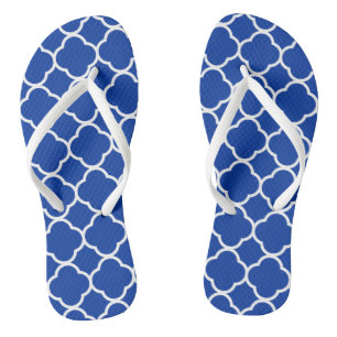 Chanclas Patrón geométrico de cuatro hojas azul real y blan