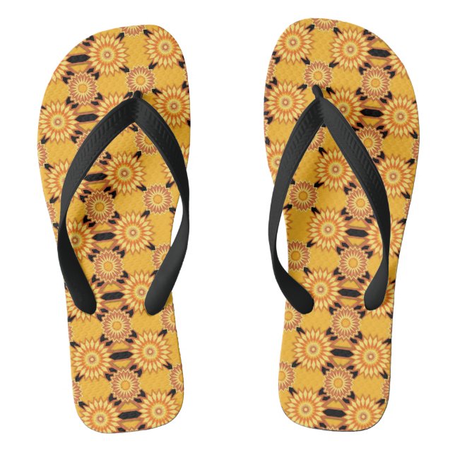 Chanclas Patrón geométrico de flores amarillas y negras de  (Plantilla)