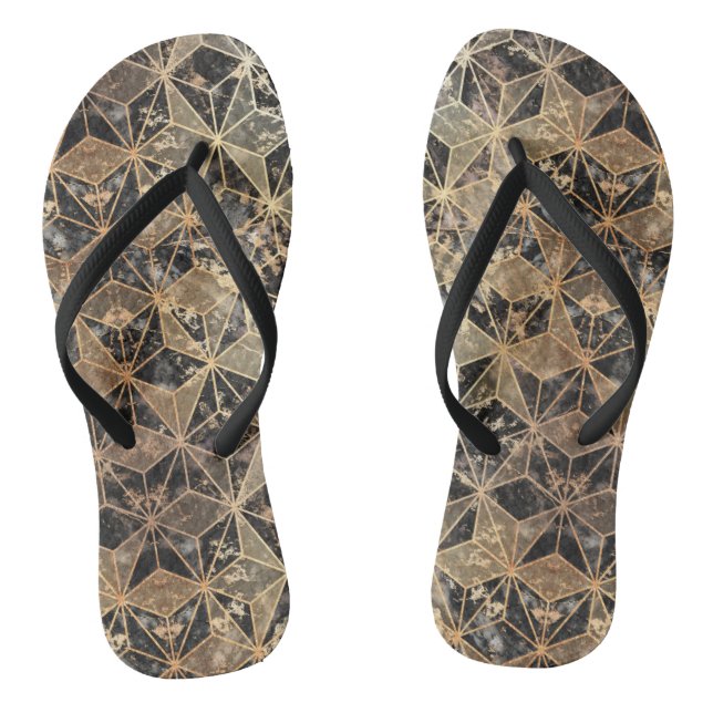Chanclas Patrón geométrico de mármol y oro (Plantilla)
