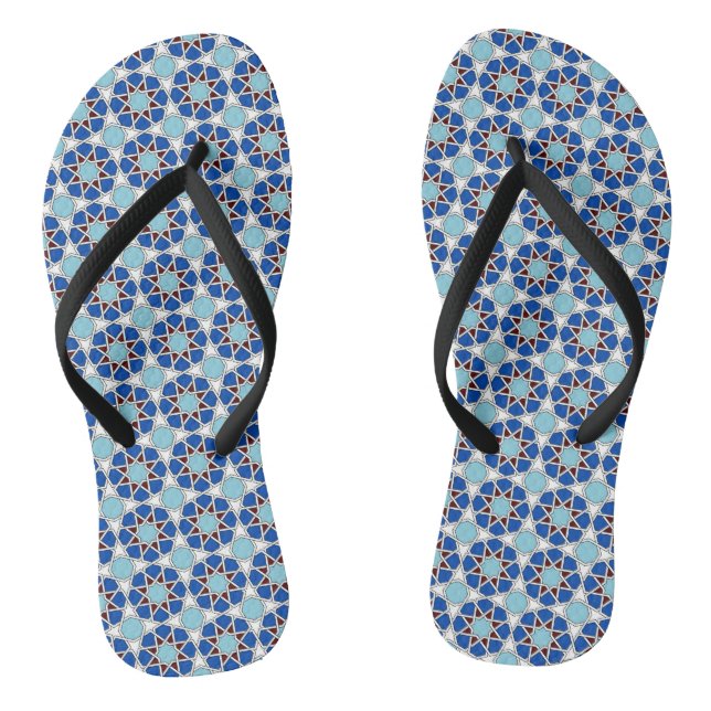 Chanclas Patrón geométrico marroquí azul oriental (Plantilla)