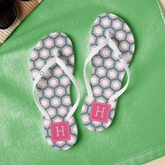 Chanclas Patrón geométrico preppy azul verde y rosa