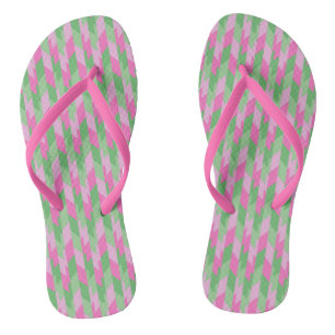 Chanclas Patrón geométrico rosa y verde 2