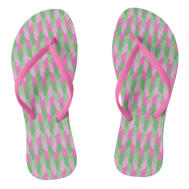 Chanclas Patrón geométrico rosa y verde 2 (Plantilla)