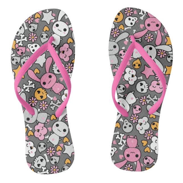 Chanclas patrón gris kawaii (Plantilla)