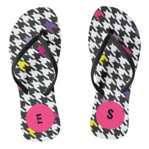 Chanclas Patrón Houndstoth moderno amarillo púrpura rosa