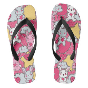 Chanclas Patrón infantil Kawaii con Doodles cortos