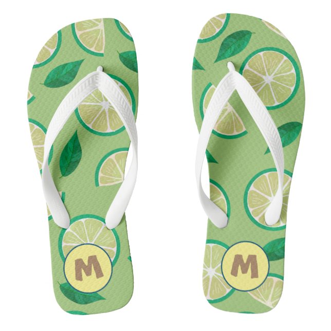 Chanclas Patrón inicial de Bonito retro Lemon l Greenery (Plantilla)