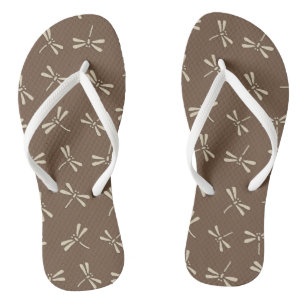 Chanclas Patrón japonés de libélula, crema y taúpe tan