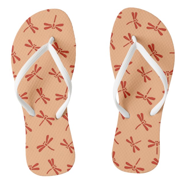 Chanclas Patrón japonés de libélula, Naranja mandarín (Plantilla)