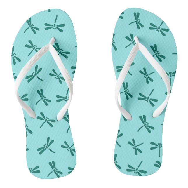 Chanclas Patrón japonés de libélula, turquesa y Aqua (Plantilla)