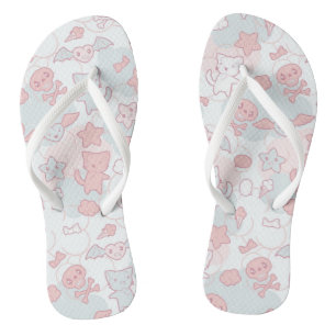 Chanclas patrón kawaii con doodle
