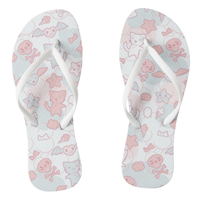 Chanclas patrón kawaii con doodle