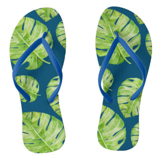 Chanclas Patrón Lindo Chic Hoja de Plátano Verde Azul