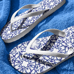Chanclas Patrón mediterráneo azul y blanco