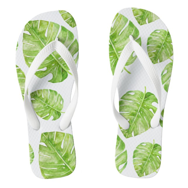 Chanclas Patrón Moda suave hoja de plátano blanco verde (Plantilla)