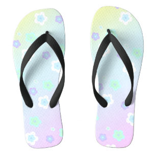 Chanclas Patrón moderno de flores azules de gradiente color