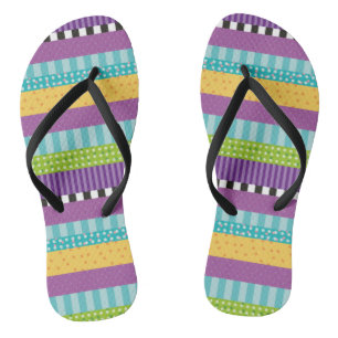 Chanclas Patrón moderno de franjas y puntos de color