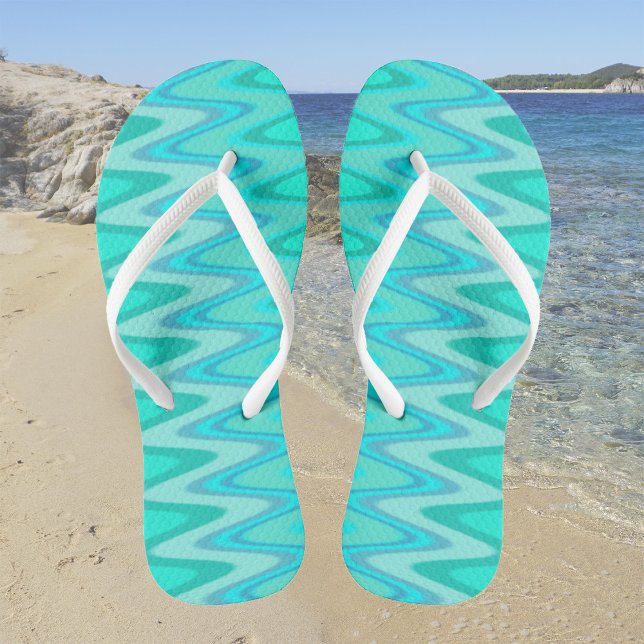 Chanclas Patrón moderno de zigzag - ondas en turquesa (Subido por el creador)
