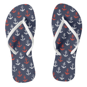Chanclas Patrón Naval Azul Y Blanco Rojo