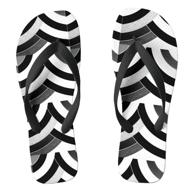 Chanclas patrón negro blanco oscuro zigzag chevron (Plantilla)