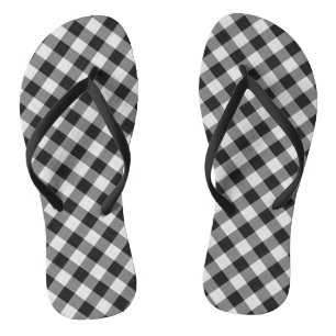 Chanclas Patrón negro y blanco de la placa de Gingham