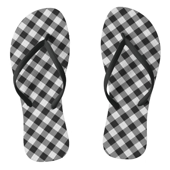 Chanclas Patrón negro y blanco de la placa de Gingham (Plantilla)