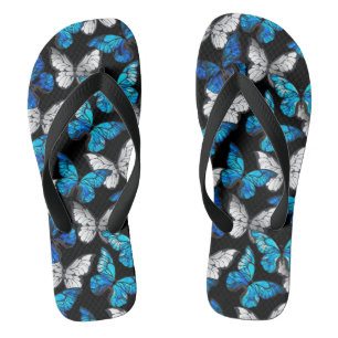 Chanclas Patrón oscuro sin foco con mariposas azules morfo