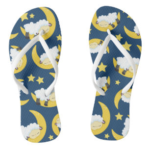 Chanclas Patrón ovino, oveja durmiente, luna, estrellas