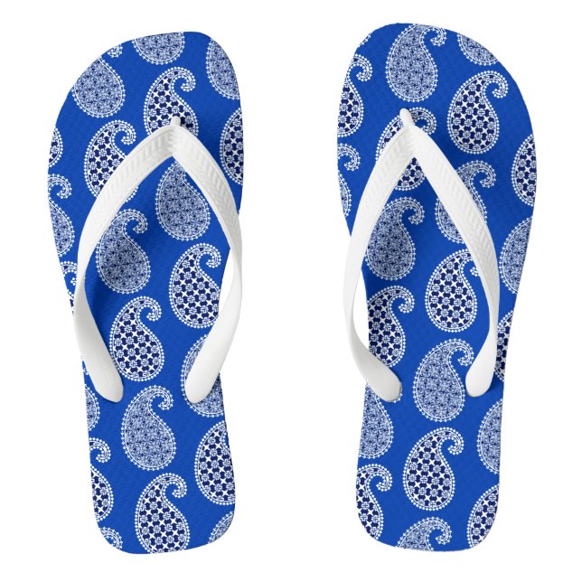 Chanclas Patrón paisley, azul cobalto y blanco (Plantilla)