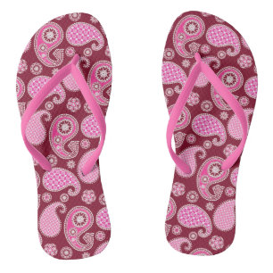 Chanclas Patrón paisley, borgoña, rosa y blanco