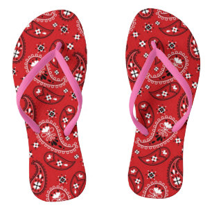 Chanclas Patrón Paisley con fondo rojo-23214