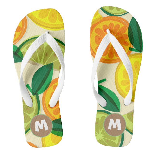Chanclas Patrón retro inicial l Citrus Amarillo verde (Plantilla)