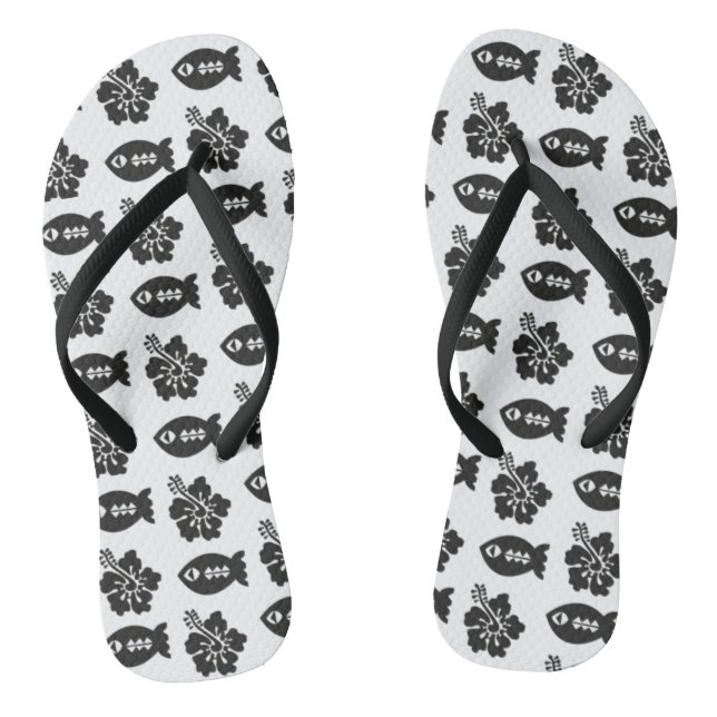 Chanclas Patrón Retro Tiki Negro y Blanco (Plantilla)