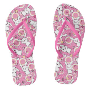 Chanclas patrón rosa kawaii