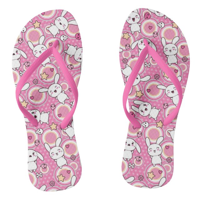 Chanclas patrón rosa kawaii (Plantilla)