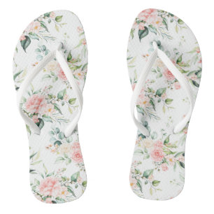 Chanclas Patrón suave de flor rosa rosada en pasto