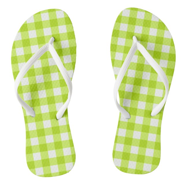 Chanclas Patrón trendy Lime Green Gingham Checkeado (Plantilla)