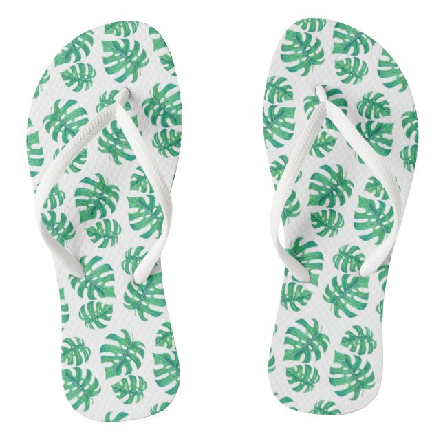 Chanclas Patrón tropical con hojas de monstera (Plantilla)